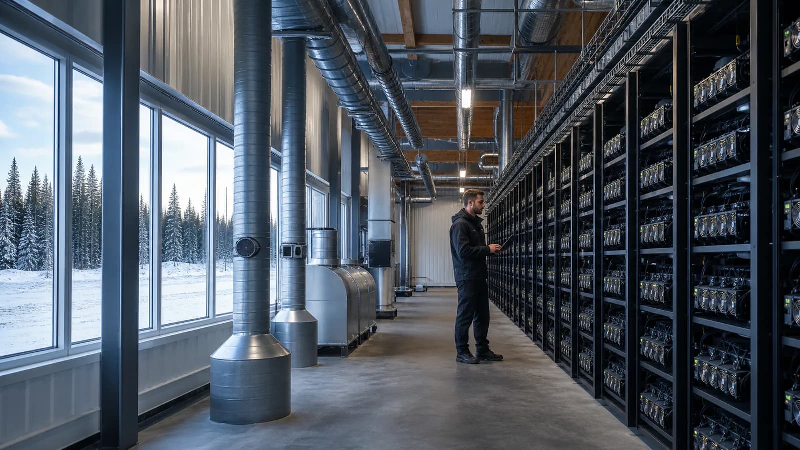 Pohjoismainen ASIC-hostinghalli hallitulla ulkoilmalla ja lämmöntalteenotolla