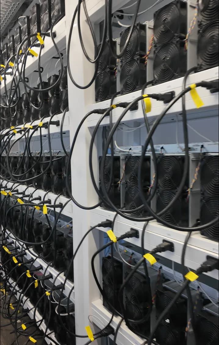 ASIC hosting racks with installed miners