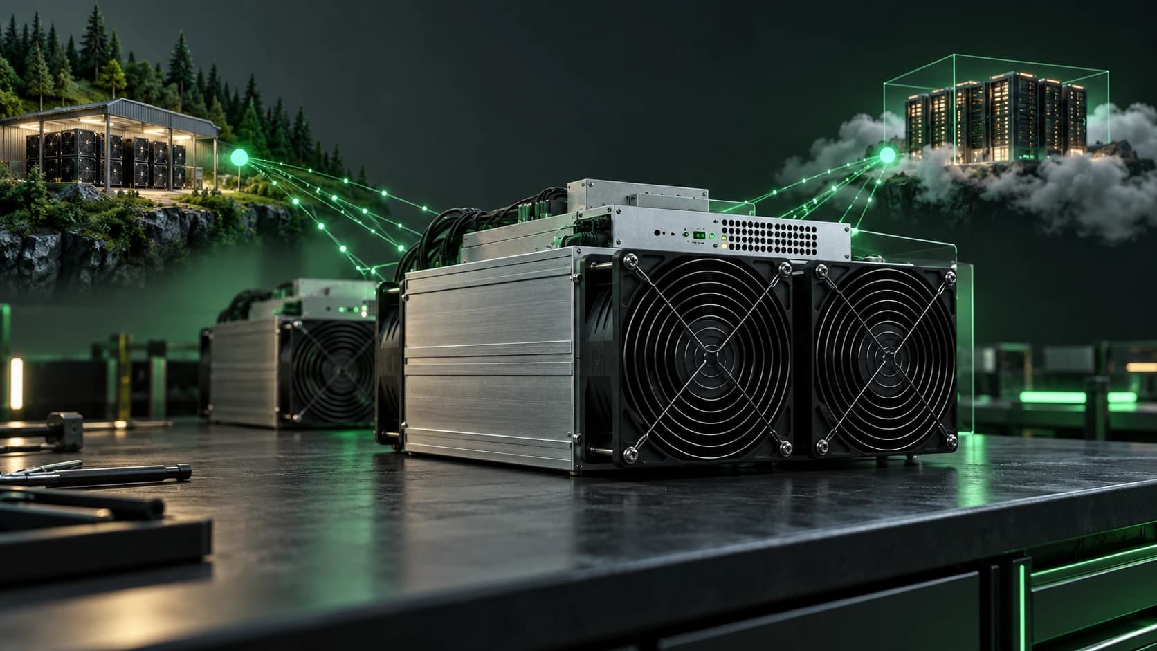 Konzeptillustration von ASIC-Hardware, kein Foto des gelieferten HS5T.