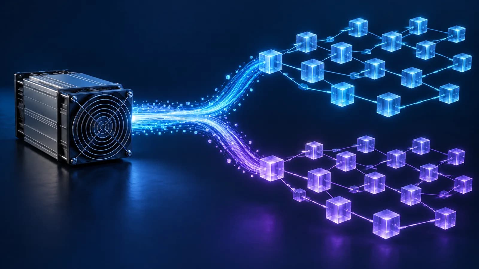 Conceptual view of one ASIC's computational work connecting to two independent networks