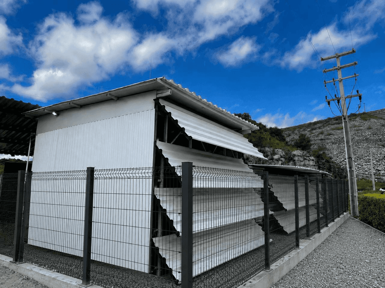 Facility building and fenced perimeter