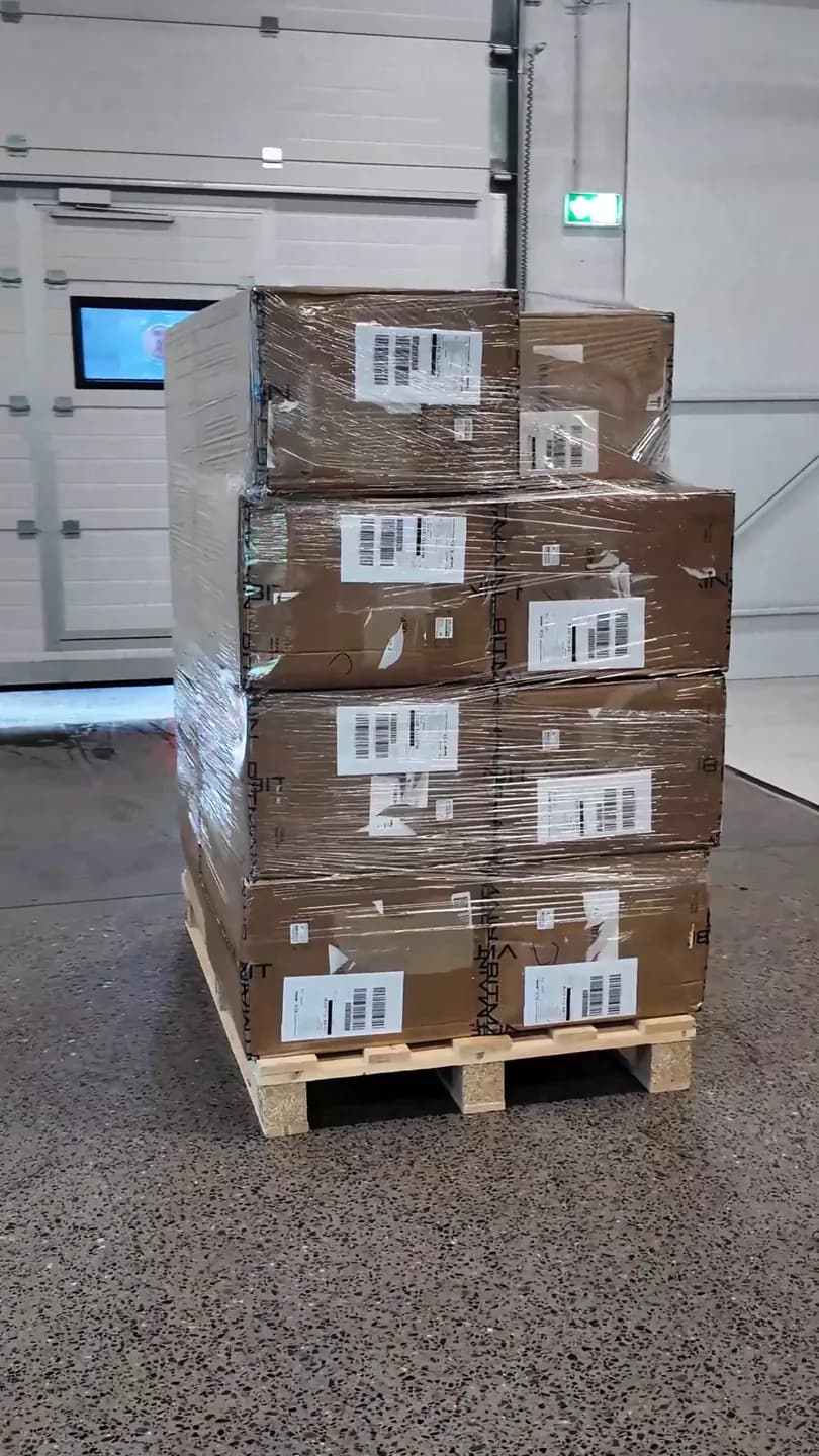 Palletised ASIC equipment prepared for project delivery