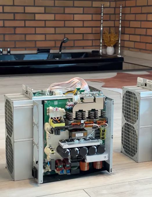 Open ASIC miner showing internal components