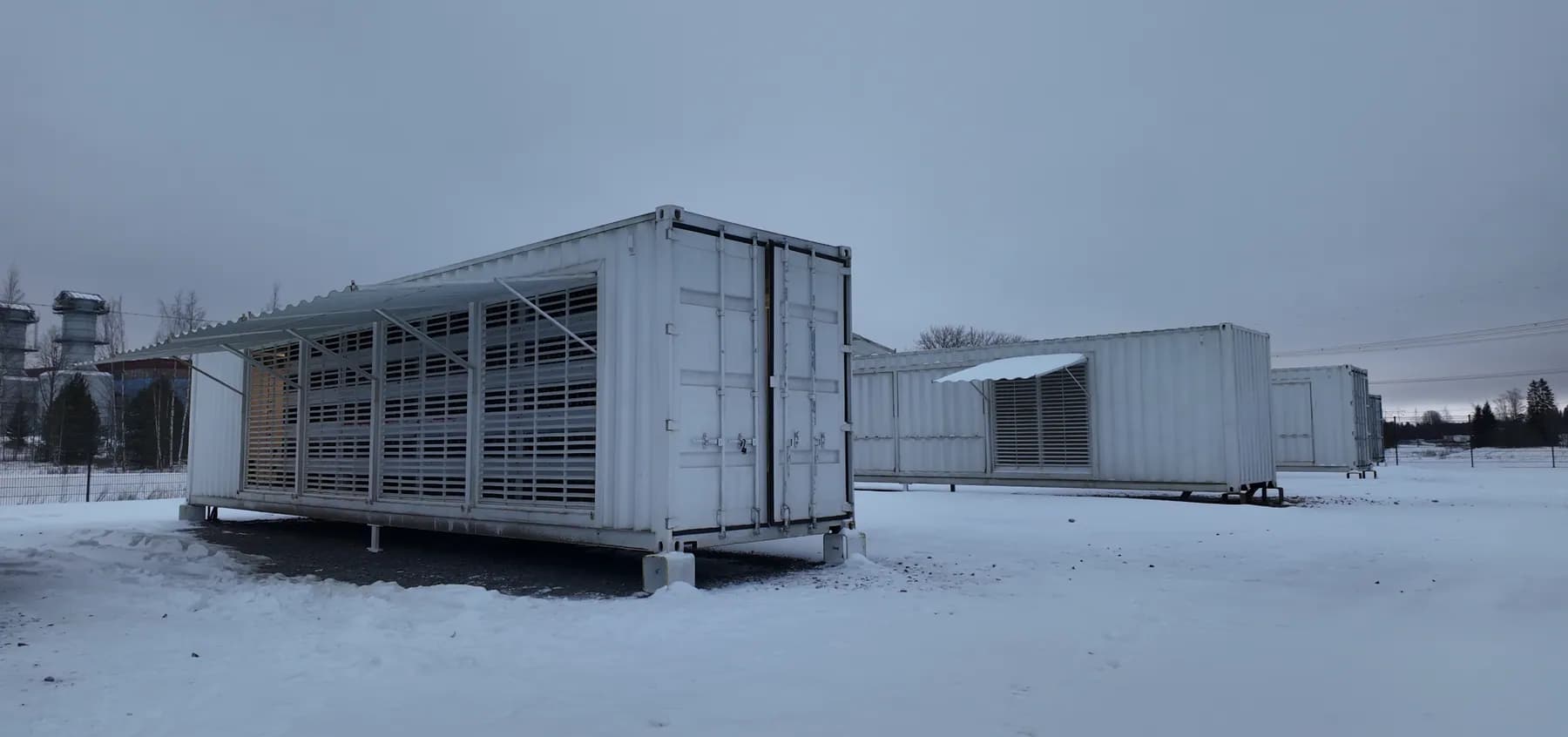 Mining container installed at a winter site
