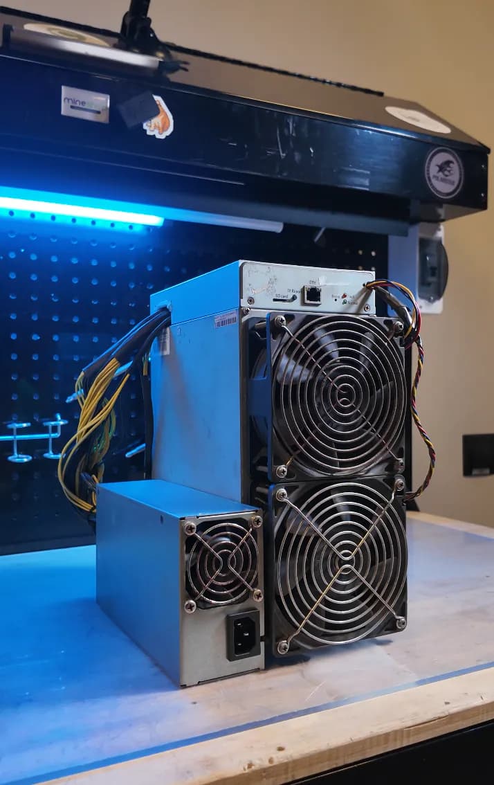 Antminer Z15 undergoing workshop service